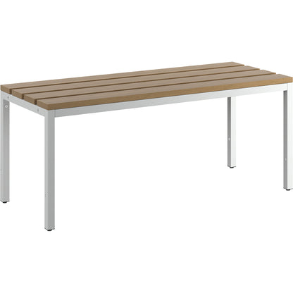 Changing room bench, single sided, beech wood slats, length 1000 mm.