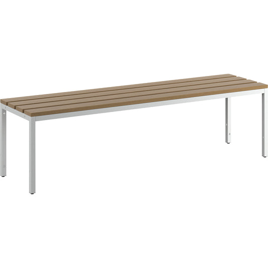 Changing room bench, single sided, beech wood slats, length 1500 mm.