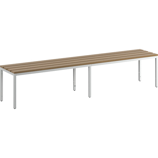 Changing room bench, single sided, beech wood slats, length 2000 mm.