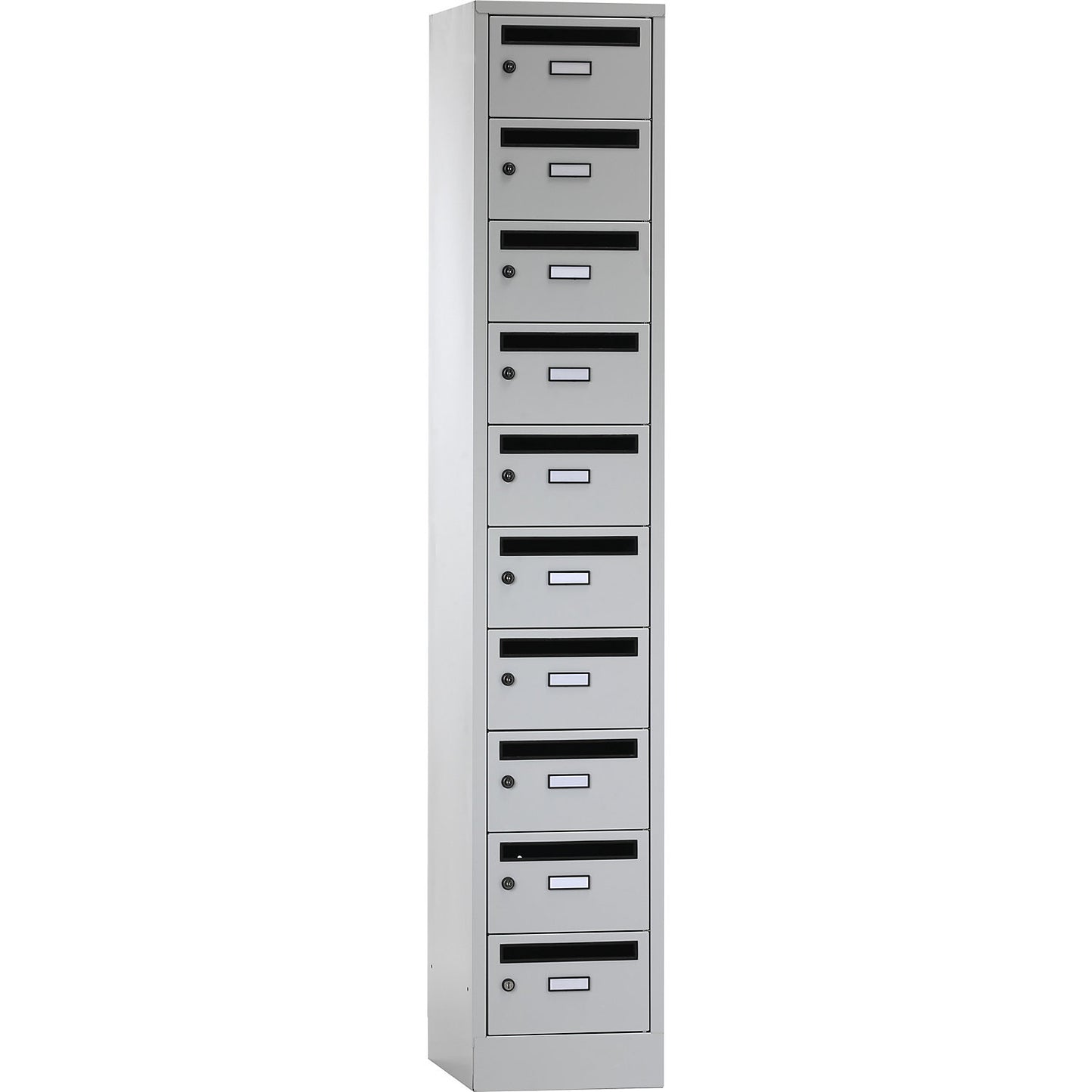 Mail distribution cupboard, 10 compartments, lockable, light grey.