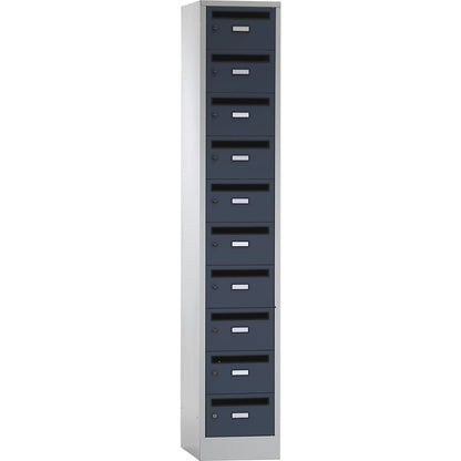 Mail distribution cupboard, 10 compartments, lockable, charcoal.