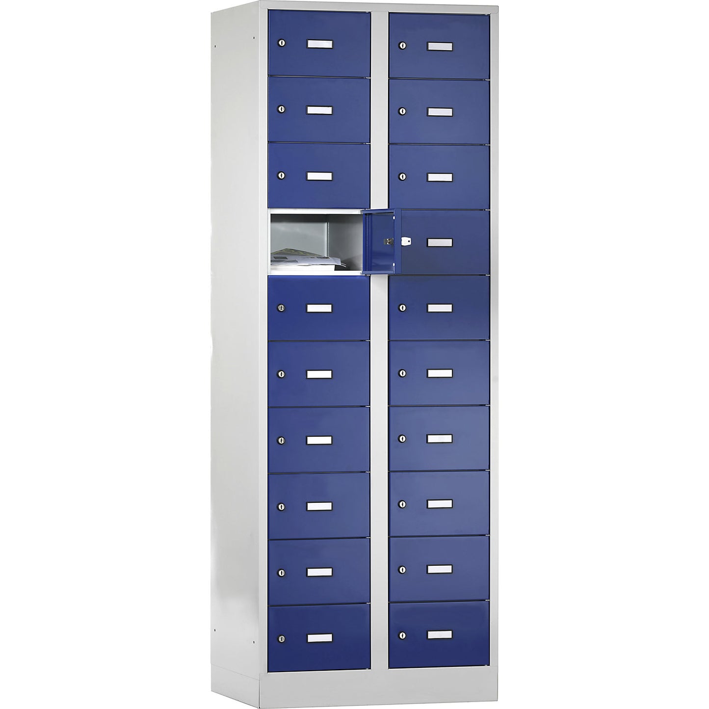 Mail distribution cupboard, 20 compartments, lockable, gentian blue.