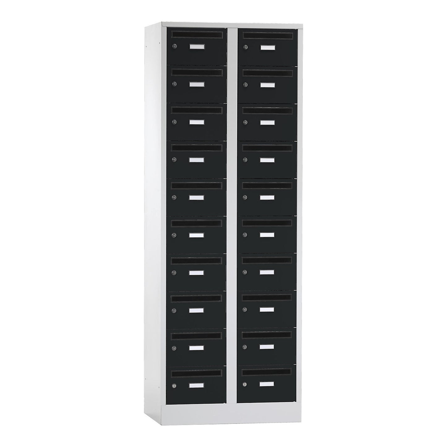 Mail distribution cupboard, 20 compartments, lockable, charcoal.