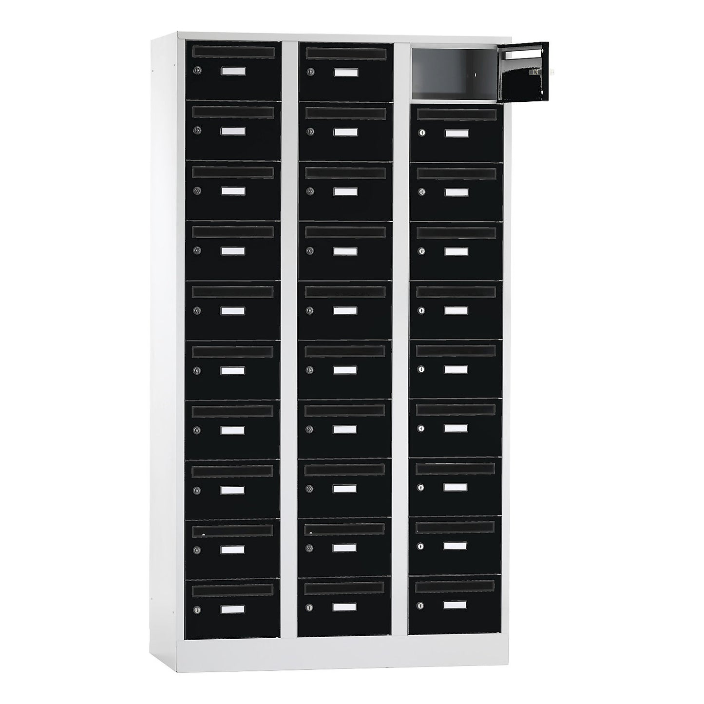 Mail distribution cupboard, 30 compartments, lockable, charcoal.