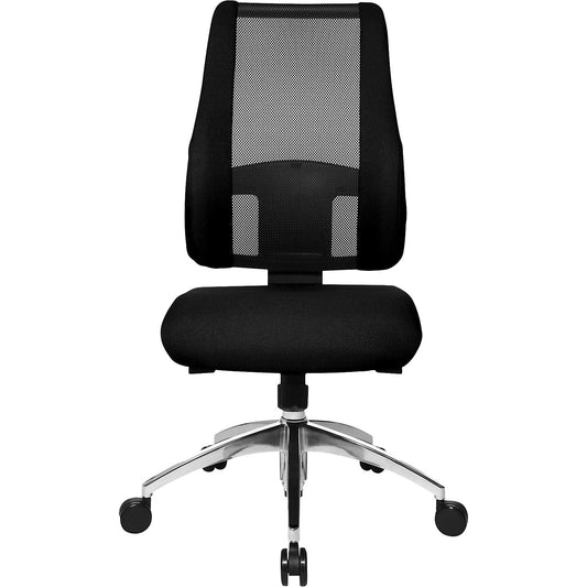 AIR SYNCRO office swivel chair, mesh back rest with padded side parts, black / black.