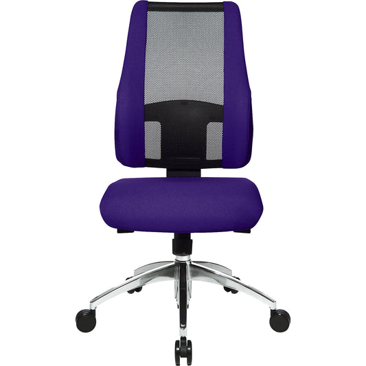 AIR SYNCRO office swivel chair, mesh back rest with padded side parts, black / purple.