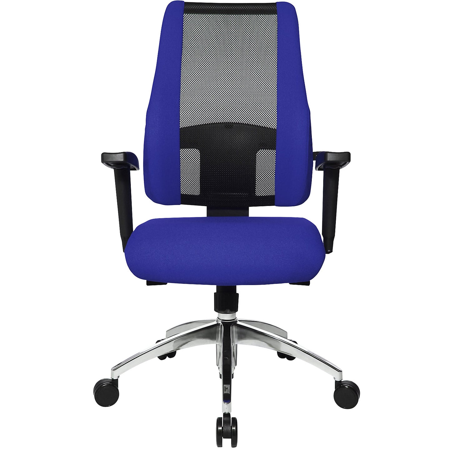 AIR SYNCRO office swivel chair, mesh back rest with padded side parts, black / blue.