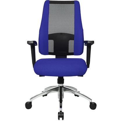 AIR SYNCRO office swivel chair, mesh back rest with padded side parts, black / blue.
