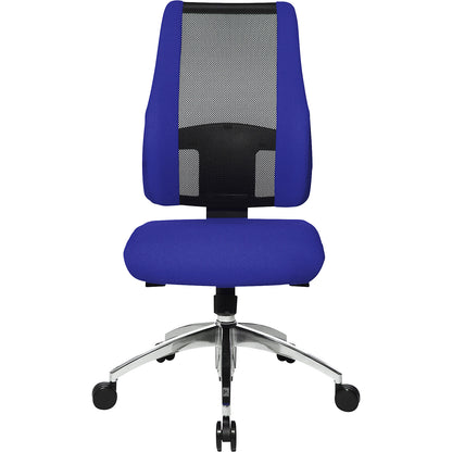 AIR SYNCRO office swivel chair, mesh back rest with padded side parts, black / blue.
