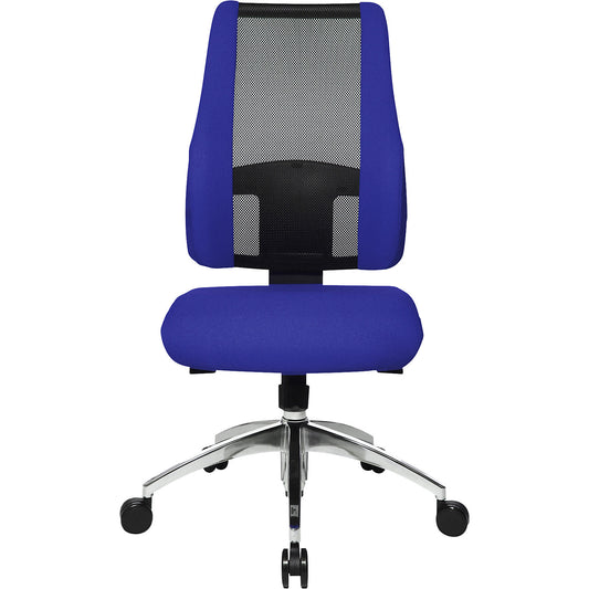 AIR SYNCRO office swivel chair, mesh back rest with padded side parts, black / blue.