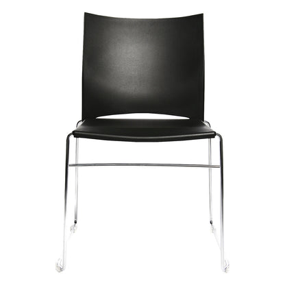 Sled frame stacking chair, chrome plated frame, pack of 4, black.