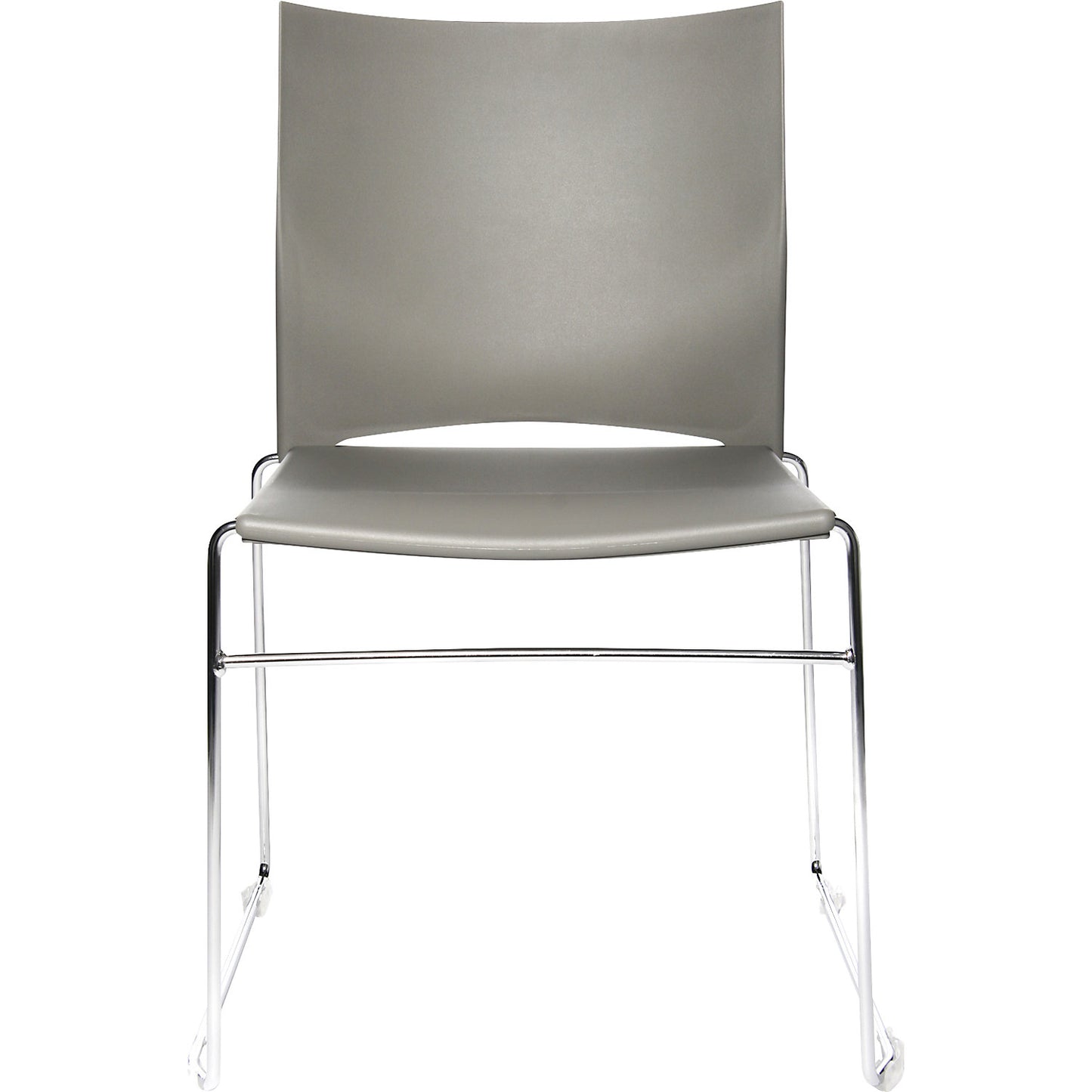 Sled frame stacking chair, chrome plated frame, pack of 4, grey.