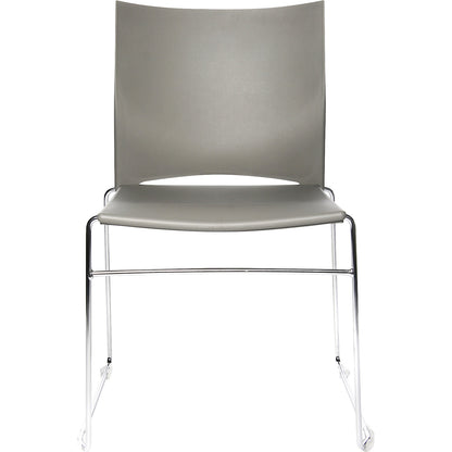 Sled frame stacking chair, chrome plated frame, pack of 4, grey.
