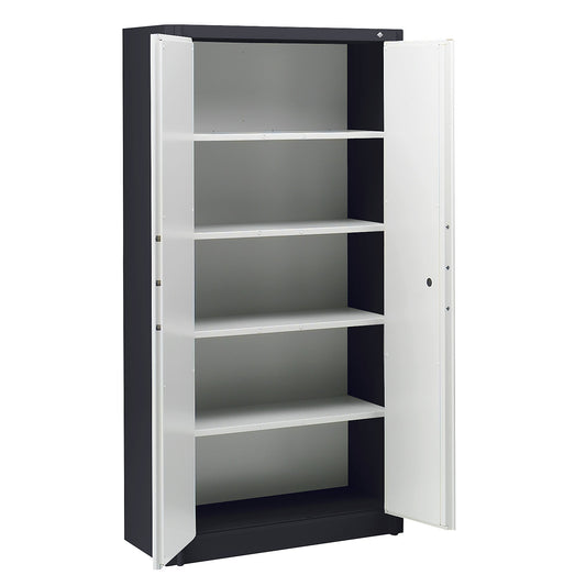 Certos fire protection cupboard, height 1950 mm, DIN 4102 compliant, W 930 mm, black grey/light grey.