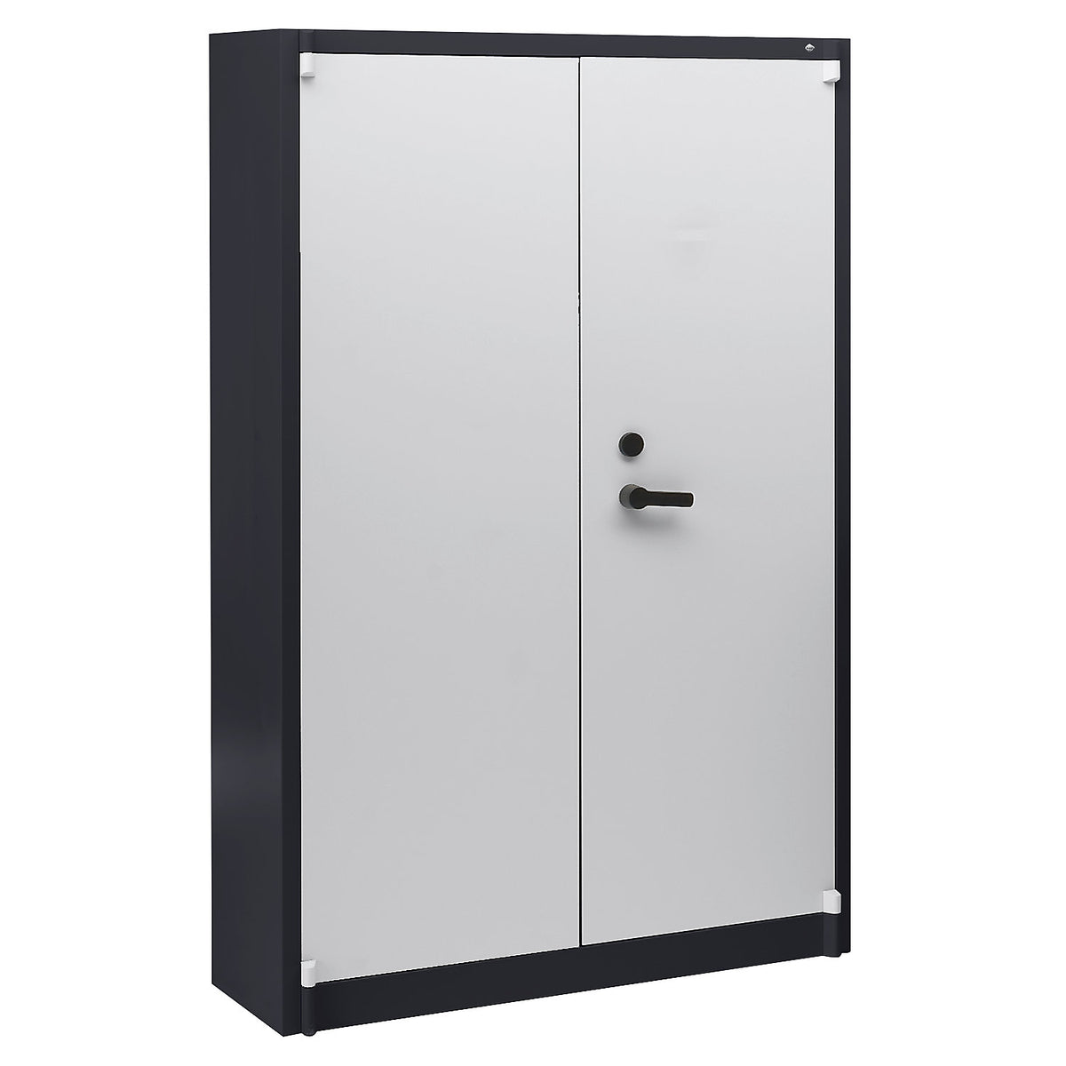 Certos fire protection cupboard, height 1950 mm, compliant with DIN 4102, with lockable compartment, W 1200 mm, black grey/light grey.