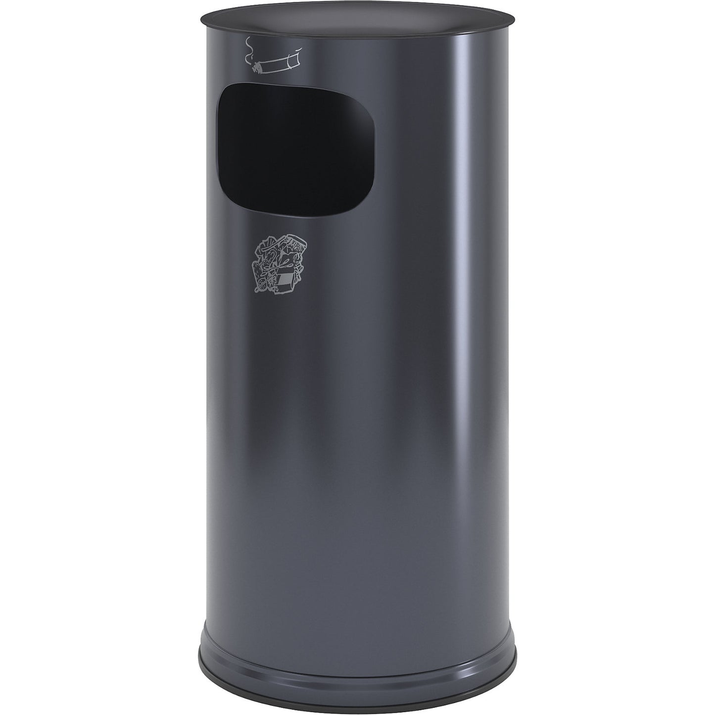 Safety combination ashtray, sheet steel, capacity 44 l, HxØ 710 x 355 mm, charcoal.