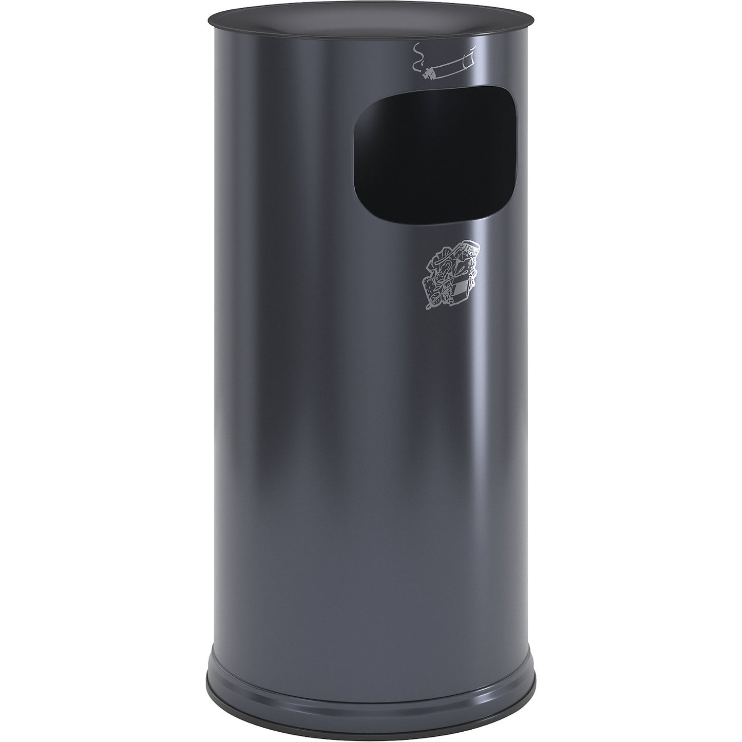 Safety combination ashtray, sheet steel, capacity 44 l, HxØ 710 x 355 mm, charcoal.