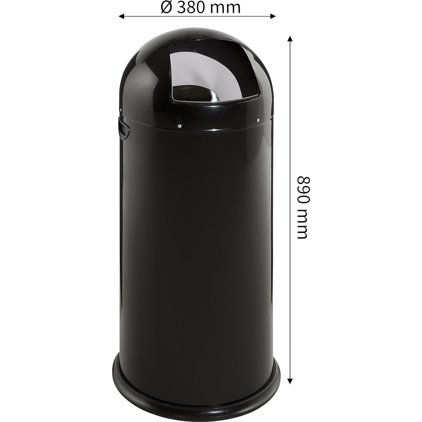 Push rubbish bin, steel, self-closing, jet black, 52 l, height 890 mm.
