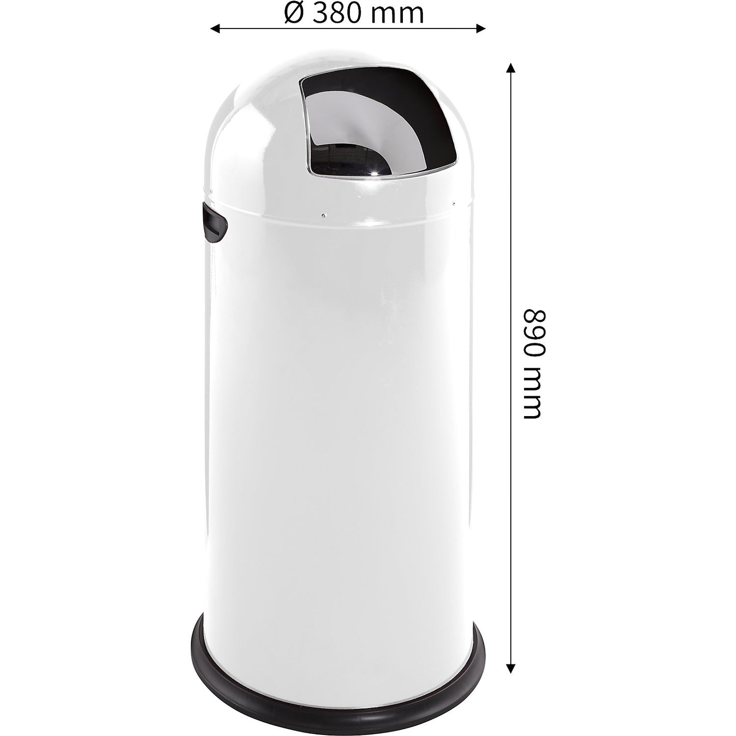 Push rubbish bin, steel, self-closing, white, 52 l, height 890 mm.