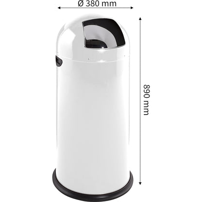Push rubbish bin, steel, self-closing, white, 52 l, height 890 mm.