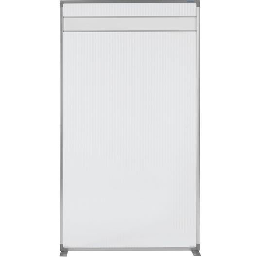 Room divider, polycarbonate pane with magnetowand® strip, HxWxD 1800 x 1000 x 350 mm.