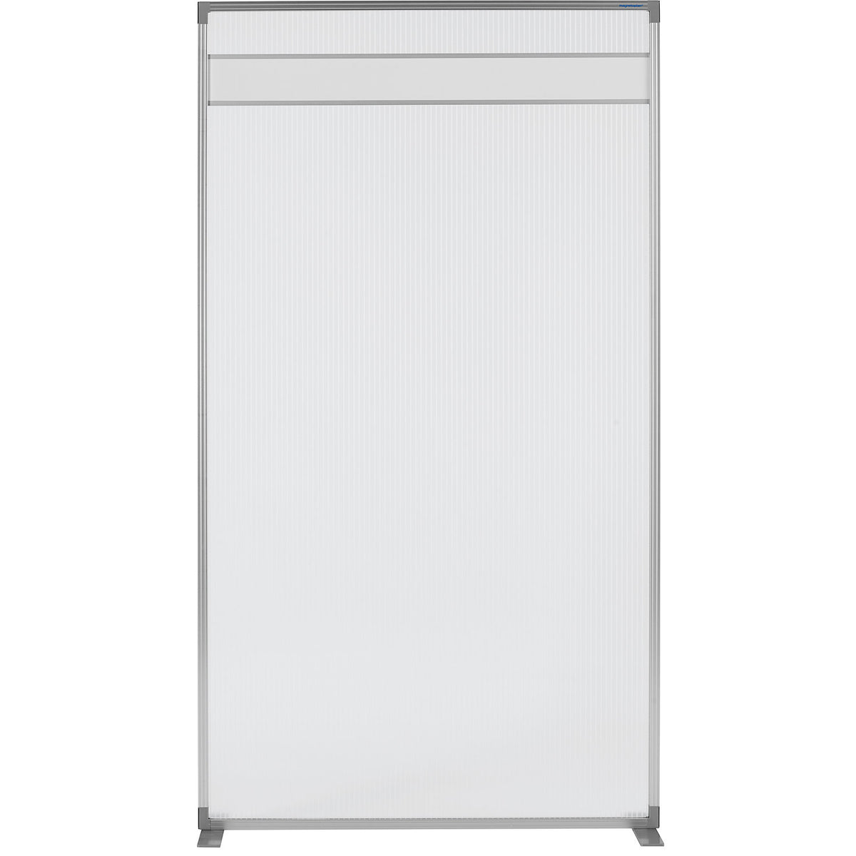 Room divider, polycarbonate pane with magnetowand® strip, HxWxD 1800 x 1000 x 350 mm.