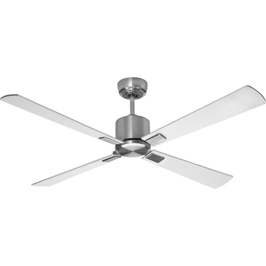 Ceiling fan with wooden blades, rotor blade Ø 1320 mm, white / light grey.