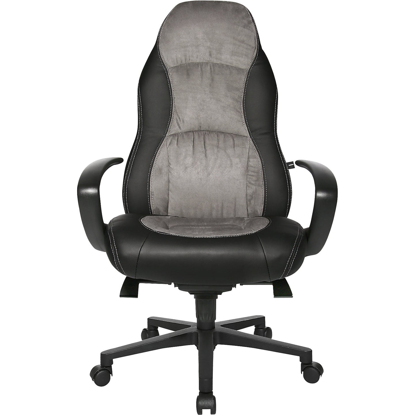 Swivel armchair, faux leather / microfibre, black / grey.