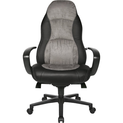 Swivel armchair, faux leather / microfibre, black / grey.