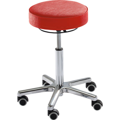 UNI stool, vinyl seat, flame red cover.