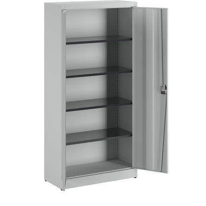 ARCOS hinged door cupboard, 4 shelves, HxWxD 1950 x 950 x 420 mm, light grey.