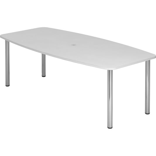 Conference table, frame with round tubular legs, for 8 people, light grey.
