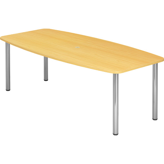 Conference table, frame with round tubular legs, for 8 people, beech finish.