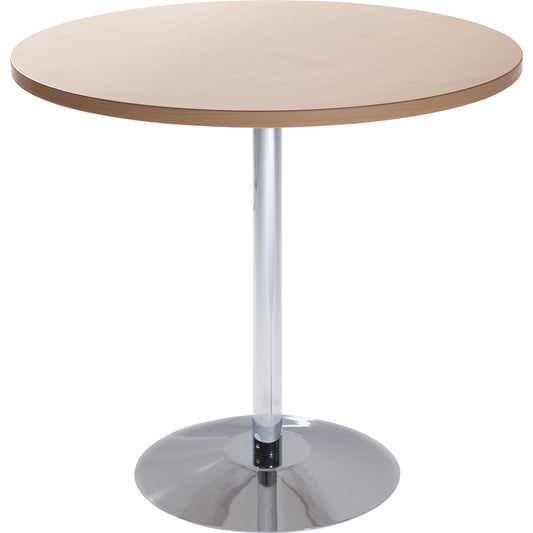 Pedestal table, Ø 800 mm, height 720 mm, beech finish moulded chipboard.