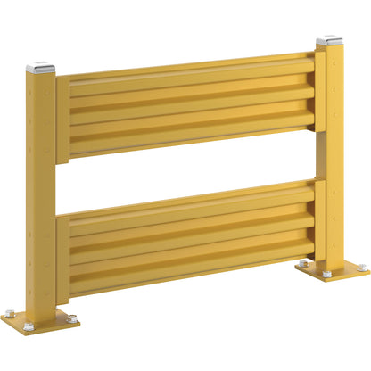 Crash protection wall, height 1090 mm, 2 wall sections, length 1372 mm, standard section incl. 2 posts.