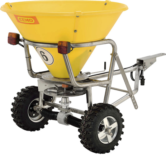 Large salt spreader, scatter widths up to 5 m, container capacity 200 l.