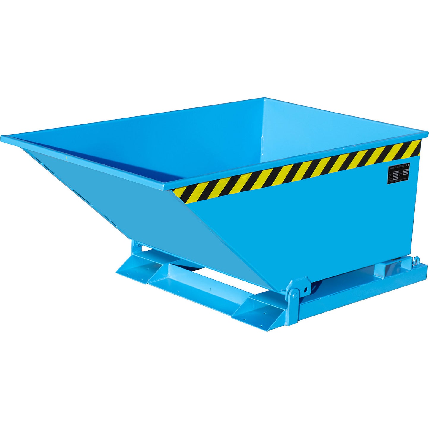 Tilting skip with tilting mechanism, low construction, capacity 0.4 m³, blue RAL 5012.