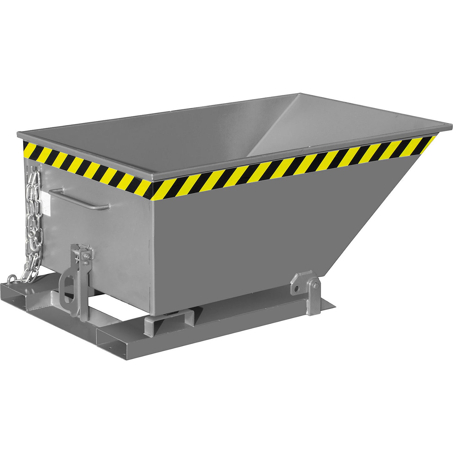 Tilting skip with tilting mechanism, low construction, capacity 0.4 m³, grey RAL 7005.