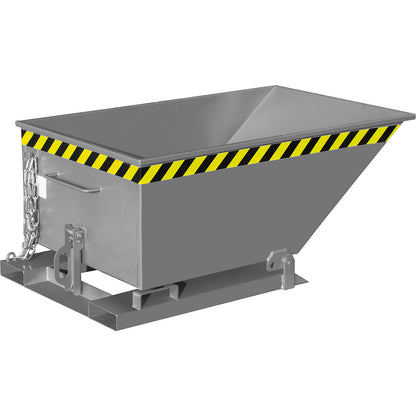 Tilting skip with tilting mechanism, low construction, capacity 0.4 m³, grey RAL 7005.