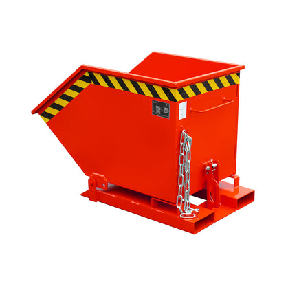 Tilting skip with tilting mechanism, box-shaped, capacity 0.25 m³, red RAL 3000.