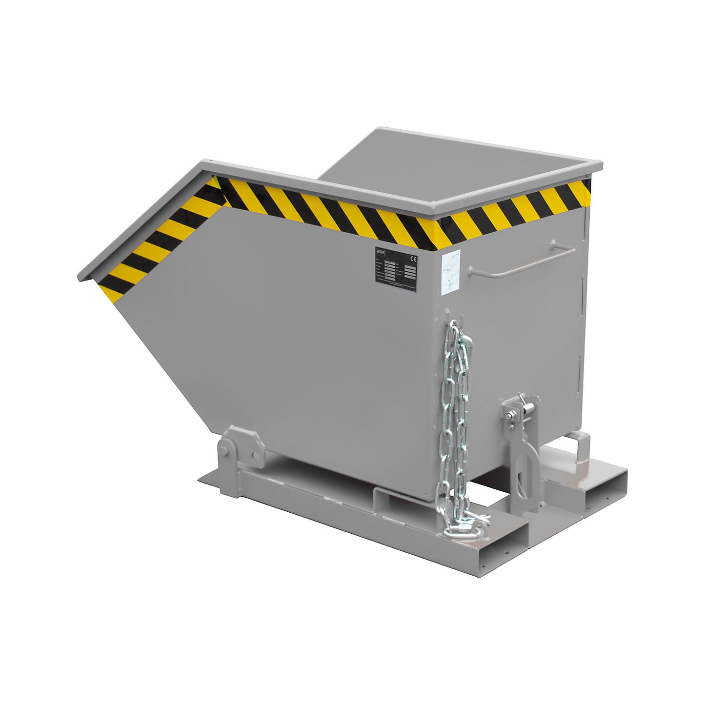 Tilting skip with tilting mechanism, box-shaped, capacity 0.25 m³, grey RAL 7005.