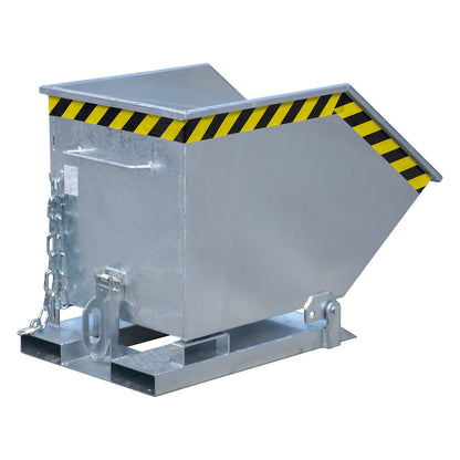 Tilting skip with tilting mechanism, box-shaped, capacity 0.25 m³, hot dip galvanised in accordance with EN ISO 1461.