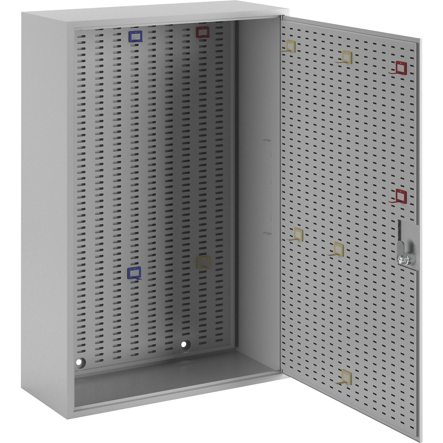 Key cabinet, light grey RAL 7035, HxWxD 450 x 300 x 130 mm, for 60 hooks.