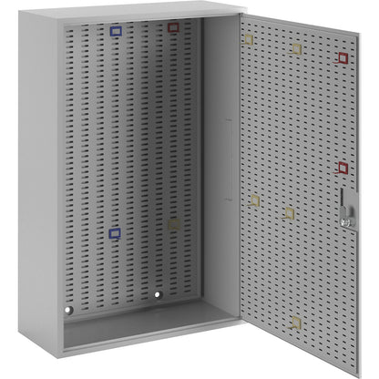 Key cabinet, light grey RAL 7035, HxWxD 450 x 300 x 130 mm, for 60 hooks.
