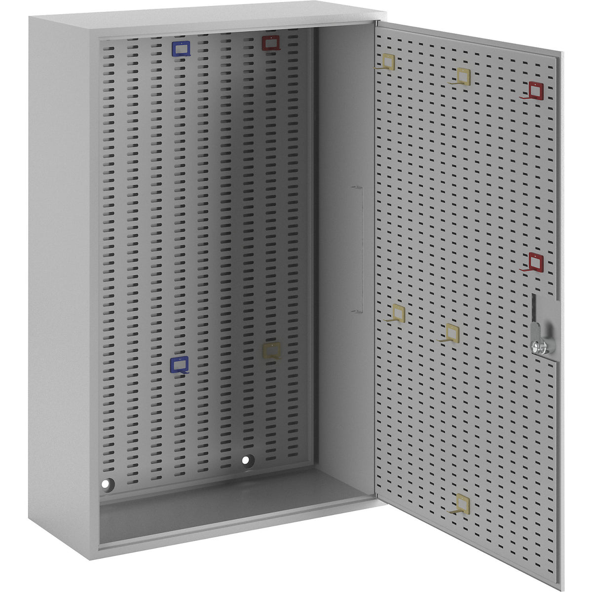 Key cabinet, light grey RAL 7035, HxWxD 450 x 300 x 130 mm, for 60 hooks.