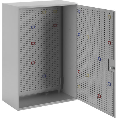 Key cabinet, light grey RAL 7035, HxWxD 550 x 380 x 205 mm, for 180 hooks.