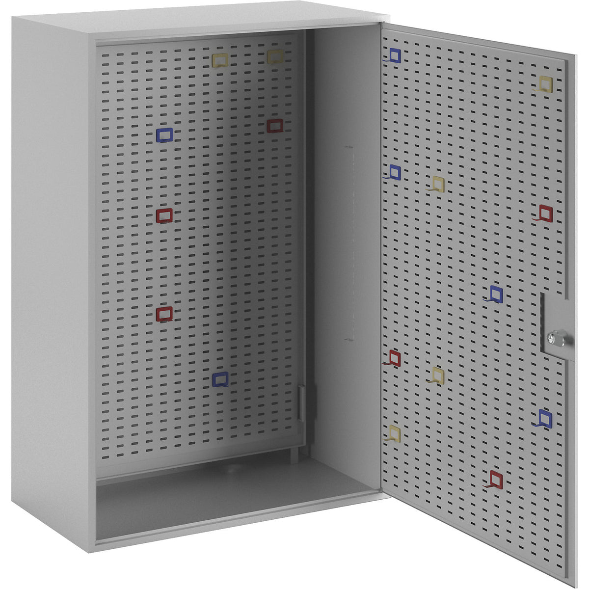 Key cabinet, light grey RAL 7035, HxWxD 550 x 380 x 205 mm, for 180 hooks.