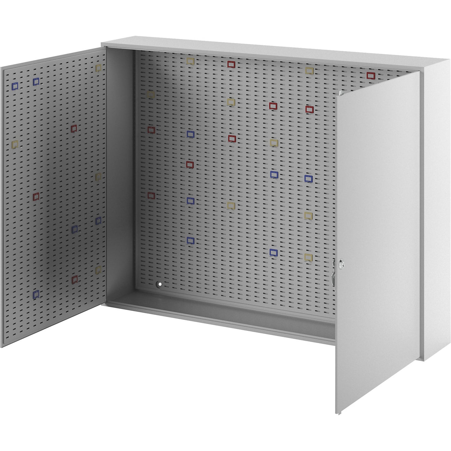 Key cabinet, light grey RAL 7035, HxWxD 550 x 730 x 130 mm, for 190 hooks.