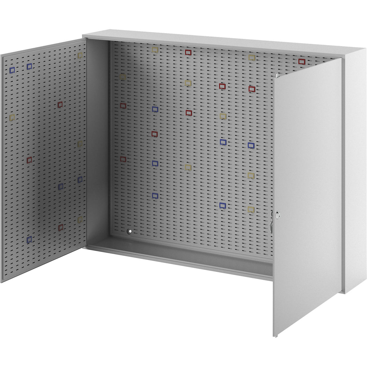 Key cabinet, light grey RAL 7035, HxWxD 550 x 730 x 130 mm, for 190 hooks.