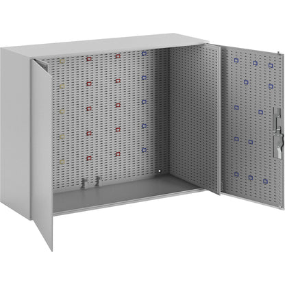 Key cabinet, light grey RAL 7035, HxWxD 550 x 730 x 250 mm, for 350 hooks.